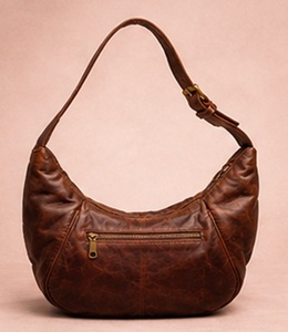 Sac Hobo Croissant en Cuir Véritable Marron Premium pour Femme, Sac à Bandoulière Souple Vintage, Sac à Main Tendance, OEM ODM - Product Image 4