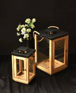 Última Colección de Faroles de Madera Clásicos Ecológicos para Velas de Pilar, Decoraciones Festivas para el Hogar y Hoteles - Product Image 4