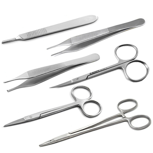 Kit Básico de Cirugía Menor, Juego de Instrumentos de Acero Inoxidable, Portaagujas Manual, Tijeras, Pinzas de Disección, Pinzas de Precisión - Product Image 1