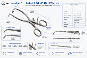 SELETZ-GELPI Retractor Modified Long Curved Shanks Ratchet Lock 7in 17.8cm ZETOMEDPRO - Product Image 3