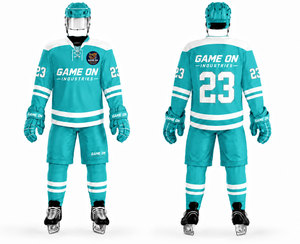 Conception personnalisée par sublimation, créez votre propre logo, uniforme de hockey sur glace respirant à manches longues pour adultes, taille plus, pour l'entraînement - Product Image 1