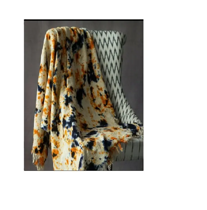 Manta de algodón de lujo con estampado de bloque de mano Indigo para decoración del hogar, venta al por mayor, para decoración de la sala de estar