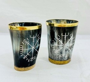 Corne à boire et tasses de qualité supérieure, style viking, cadeaux, corne à bière avec support en fer, corne à bière authentique en agate - Product Image 1