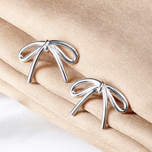 Wholesale Solid 925 <b>Sterling</b> <b>Silver</b> Polished Ribbon Bow <b>Stud</b> <b>Earrings</b> Memoria Jewels - Product Image 1