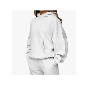 Pull-over graphique blanc pour femme, coupe ajustée, manches longues, style décontracté, sweat-shirt uni - Product Image 1