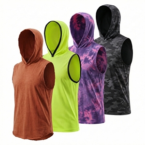 Athletic <b>Workout</b> Casual <b>Hoodies</b> Quick Dry Custom Logo Fitness Solid Color Cotton Gym Short Sleeves men's <b>hoodies</b> - Product Image 2