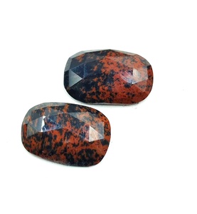 Natural Mahogany Obsidian Cushion Rose Cut Cabochon Pair Loose Jewelry Making Supplies High Quality Black 5 Gram Polished Color - Product Image 1