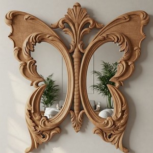Miroir mural en bois en forme de papillon, décoration artistique traditionnelle, design de cadre fait main - Product Image 2