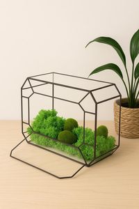 Terrario de Metal y Vidrio Personalizado en Forma de Cabaña, Macetero Moderno de Vidrio para Plantas de Interior, Suculentas, Plantas Aéreas y Terrarios DIY - Product Image 5