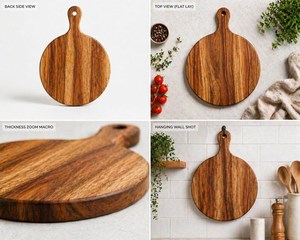 Tabla de cortar redonda de madera de mango con asa |   Tabla de cortar rústica para servir pan - Product Image 6