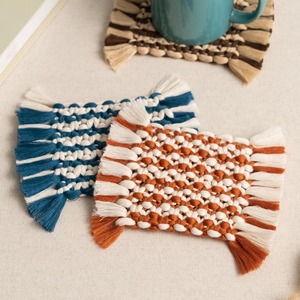 Colorful Handmade Macrame Coasters Boho Style Fringe Table <b>Mats</b> for Coffee <b>Cups</b> Dining Table and Home Decor Styling From India - Product Image 4