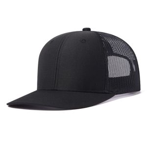 Black Mesh Trucker <b>Cap</b> 6-Panel Adjustable <b>Snapback</b> Unisex Casual Baseball Hat Solid Color Adult Size - Product Image 1