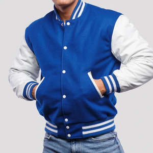 Chaqueta Varsity de manga larga para hombre, diseño personalizado al por mayor, últimas tendencias, lisa, sin estampado, para invierno. - Product Image 3