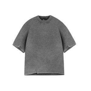 T-shirt formel homme en coton premium surdimensionné à col roulé, imprimé sérigraphié, logo avant écologique, coupe droite épaisse - Product Image 4