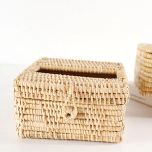 Handmade Woven Natural Rattan Car Luxury Tissue Dispenser Paper Box Holder Cover case Wholesale Customization Accepted - Product Image 4