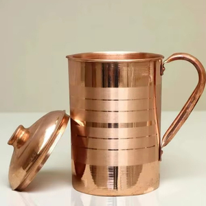 Juego de jarras de cobre para servir agua en cenas nocturnas, con vasos, duradero, reutilizable, para cocina, comedor y bebidas. - Product Image 1