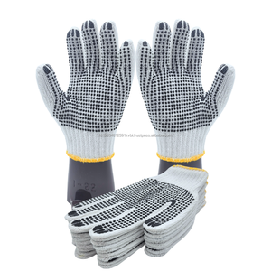 Guantes de Seguridad de Algodón, Texturizados, Antideslizantes, con Puño de Punto, para Uso General, con Patrón de Puntos Amarillos y Negros - Product Image 4