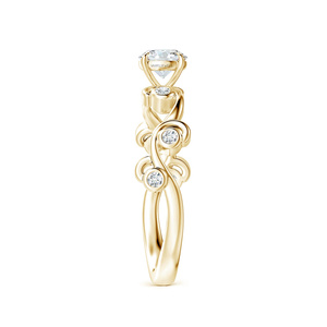 Bague de fiançailles vintage avec diamant de laboratoire taille ronde certifié IGI, plaqué rhodium, or 10K 14K 18K, argent sterling 925 935 - Product Image 4