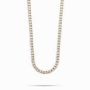 Collier chaîne à maillons ronds brillants en argent sterling plaqué or 18 carats, serti en canal, unisexe, luxe, pour tous les jours - Product Image 1