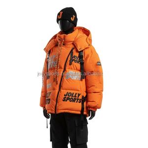 Chaqueta acolchada de invierno para mujer de tela de nailon GSM alta, diseño acolchado de Color naranja, chaqueta acolchada con logotipo de transferencia de calor personalizada para mujer - Product Image 3