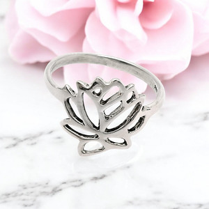 Sterling Silver <b>Lotus</b> Flower Ring Bohemian Style Unisex Everyday Wear Jewelry 925 Silver Fine Hand Crafted Fashionable Jewelry - Product Image 3