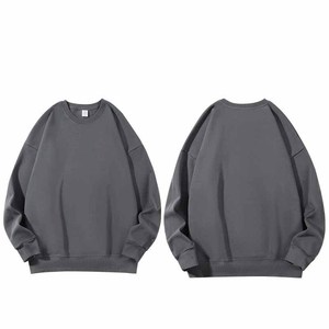 เสื้อสเวตเชิ้ตคอกลมโอเวอร์ไซส์ ยูนิเซ็กส์ สีพื้น ผ้าถัก คอตตอน สวมใส่สบายๆ สำหรับฤดูใบไม้ร่วง - Product Image 2
