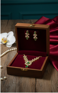 Conjunto de collar Kundan chapado en oro con piedra verde y pendientes a juego para novias, venta al por mayor, exportación de fábrica para compradores. - Product Image 3