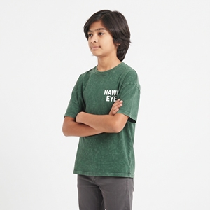 T-shirt unisexe personnalisable pour enfants, décontracté, en jersey de coton, à manches courtes, col ras du cou côtelé, épaules tombantes, effet délavé à l'acide - Product Image 6