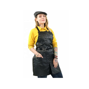 ผ้ากันเปื้อนเชฟสีน้ำตาลแบบสวมใส่สบายสำหรับร้านอาหารและบาร์  สำหรับผู้ชายและผู้หญิง  ทำจากผ้าไหมลายนูน  ติดกระดุมแป๊ก - Product Image 4