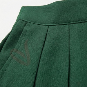Jupe midi plissée taille haute pour femme, style preppy, vert uni - Product Image 5