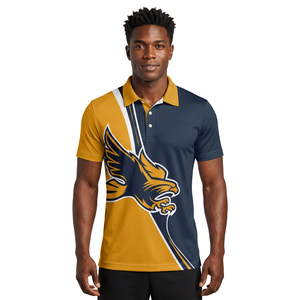 <b>Men's</b> Short Sleeve Polo Shirt With Eagle Print Quick Dry Polyester Casual Sportswear Regular Fit Front Logo Design - Product Image 2