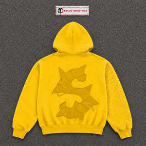 NOUVEAU SWEATSHIRT JAUNE DE QUALITÉ POUR HOMME, IMPRIMÉ EN RELIÈVE, ZIPPÉ, SURTAILLE, EN TISSU FRENCH TERRY, POUR L'AUTOMNE, VÊTEMENT DE QUOTIDIENNE, STYLE STREETWEAR - Product Image 6