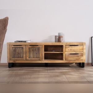 Meuble TV Vandana Silver Edge 180cm en bois de manguier avec pieds en métal Manoha - Product Image 1