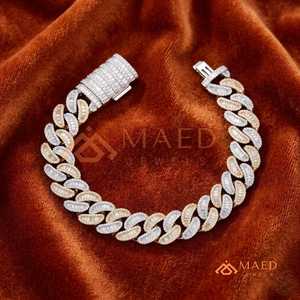 สร้อยข้อมือทองคำ 18K แบบ Cuban Link ประดับเพชรโมอิสซาไนต์ สไตล์ฮิปฮอป สร้อยข้อมือแบบโซ่เส้นเล็ก ของขวัญเครื่องประดับสำหรับผู้ชายและผู้หญิง - Product Image 3