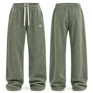 Pantalones de chándal al por mayor con logo personalizado, de tejido grueso, lavado ácido, estilo vintage, holgados, de pierna ancha, oversize, estilo streetwear - Product Image 1