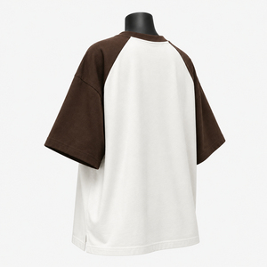 <b>Women's</b> <b>White</b> Brown Raglan <b>Sleeve</b> T-<b>Shirt</b> Crew Neck <b>Short</b> <b>Sleeve</b> Loose Fit Cotton Jersey Printed Logo Casual Spring Summer - Product Image 2