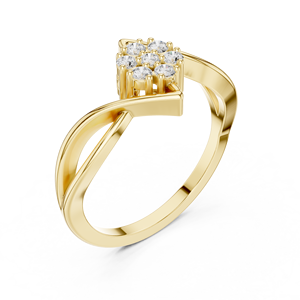 Anillo de Compromiso y Boda de Oro Amarillo con Diamantes de Corte Redondo en Racimo Floral para Mujer - Product Image 3