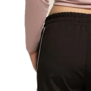 Women's Black Wide Leg Drawstring Pants <b>With</b> Side Stripe <b>Elastic</b> <b>Waistband</b> Casual Loose Fit Full Length <b>Trousers</b> - Product Image 5