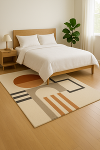 Handmade Modern Solid Color Wool High Pile Non-Slip Area Rug Brown White Custom <b>Carpet</b> for Home Office Washable Picnic-Friendly - Product Image 1