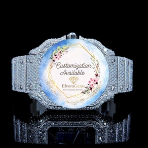 Reloj Inteligente Redondo de Acero Inoxidable para Mujer ElvoraGems con Gemas, Personalización Disponible - Product Image 2