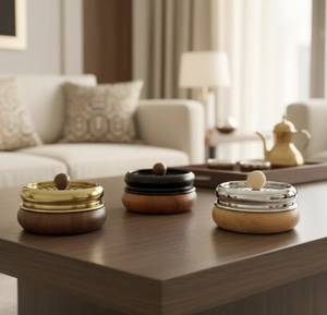 Ensemble de brûleurs d'encens de qualité supérieure, diffuseur d'aromathérapie en bois avec couvercle en métal, trois couleurs : doré, argenté, noir, porte-parfum pour la maison - Product Image 6