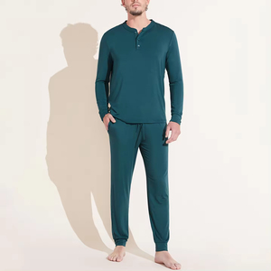 Conjunto de pijama de algodón para hombre, ropa de dormir clásica a rayas, camiseta de manga larga, pantalones a juego, ropa de casa suave y transpirable, traje de noche informal - Product Image 3