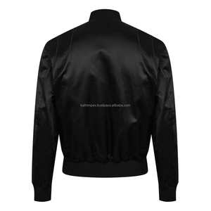 Blouson bombardier en satin noir à la mode pour hommes vêtements d'extérieur à fermeture éclair légers pour une utilisation urbaine, quotidienne et dans la rue - Product Image 2