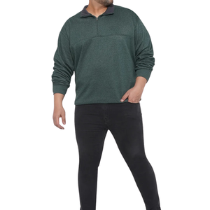 Sudadera de Invierno para Hombre, Talla Grande, a Cuadros, Tejida, Transpirable, Corte Regular, Spandex/Poliéster, Verde Oscuro, Casual, Cuello con Botones, ODM - Product Image 5
