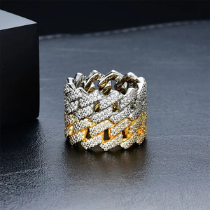 Bague Chaîne Cubaine Hip Hop en Argent Sterling 925 Plaqué Or 18 carats avec Diamants Moissanite VVS Effet Glacé, Bijoux Fins Très Demandés - Product Image 3