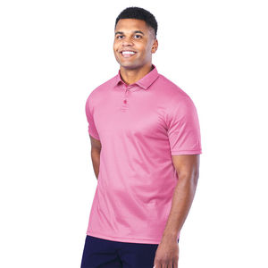 T-shirt rose à manches courtes pour homme, motif uni, style décontracté, coupe classique, respirant, tricoté, 100 % polyester, logo frontal, séchage rapide - Product Image 1