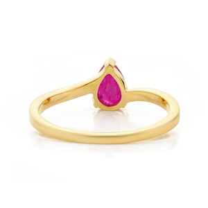 Impresionante Anillo Minimalista de Diseño Delicado con Rubí en Forma de Pera, Joyería para Mujer de Uso Diario, Oro Amarillo de 14K, Piedra de Nacimiento de Julio - Product Image 6