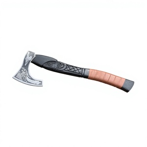 Hache Viking Nordique Sculptée Personnalisée en Gros, Hachette de Survie en Plein Air, Hache de Camping Forgée à la Main, Hache Ornementale Tomahawk avec Étui en Cuir - Product Image 1