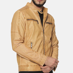 Brown Genuine Leather <b>Men</b> Fashion All Sizes with Custom Logo and Label High Quality Leather Jacket <b>Men</b> Motorcycle Leather Jacket - Product Image 5