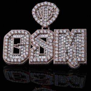 Custom Big Pointer Lab Grown <b>Pendant</b> Wholesale Emerald Cut VVS1 Custom Nameplate 925 Sterling Silver 10K <b>gold</b> Hip Hop Wide Charm - Product Image 1
